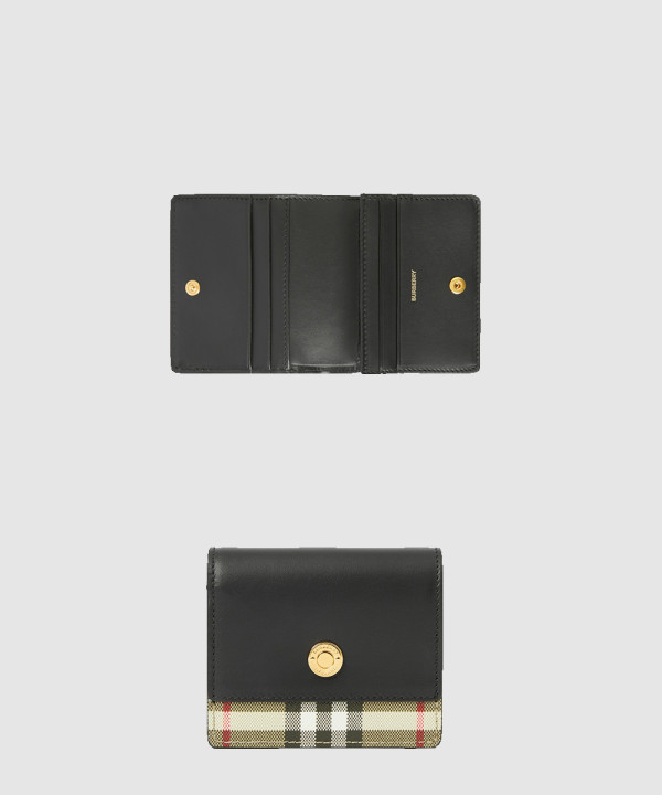 [BURBERRY-버버리]빈티지 체크 및 가죽 작은 접이식 지갑 80622851