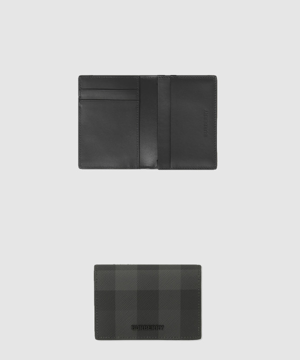 [BURBERRY-버버리]체크 레더 폴딩 카드 케이스 80702041