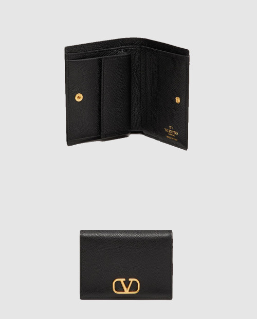 [VALENTINO-발렌티노]브이로고 시그니처 스탐파 알체 카프스킨 컴팩트 지갑