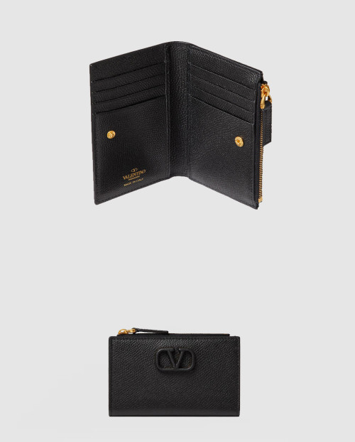 [VALENTINO-발렌티노]브이로고 시그니처 스탐파 알체 카프스킨 지퍼 카드 케이스