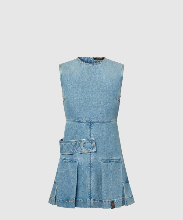 [LOUIS VUITTON-루이비통]데님 버튼 탭 플리츠 드레스 1AFLXX