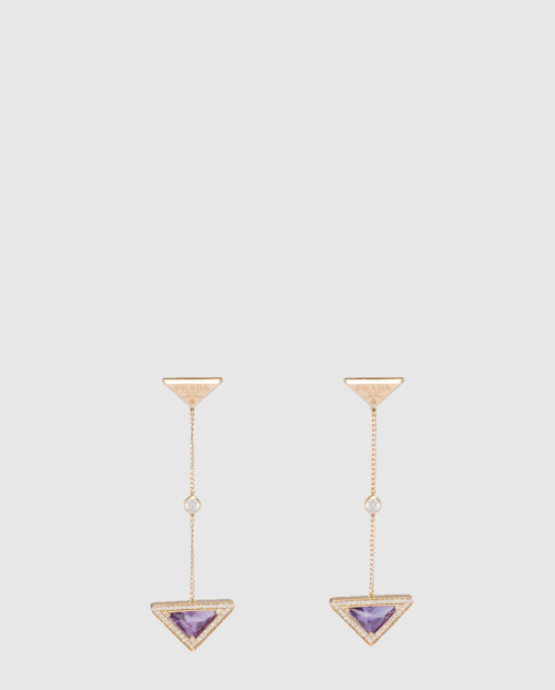 [PRADA-프라다]이터널 골드 드롭 귀걸이 옐로우 골드, 다이아몬드와 자수정 1JO859