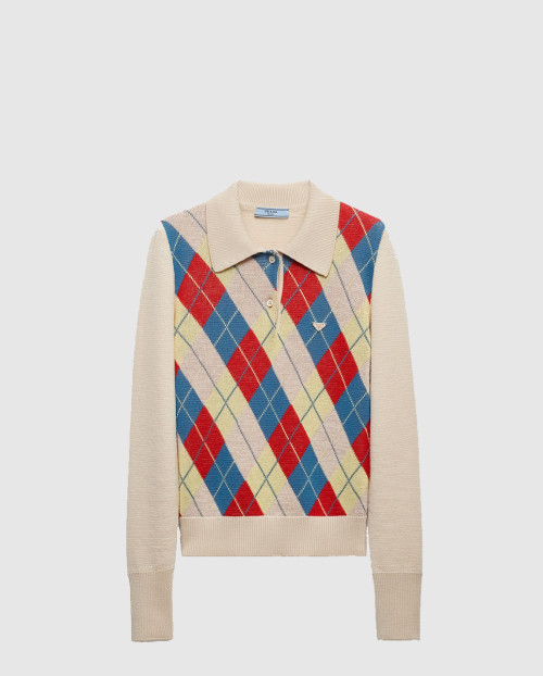 [PRADA-프라다]아가일 니트 울 폴로 셔츠 P24G2Z