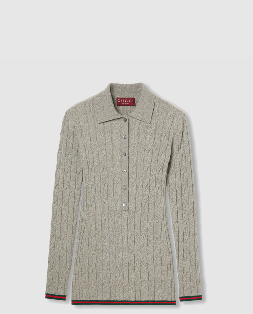 [GUCCI-구찌]파인 케이블 및 리브 울 폴로 탑 803570