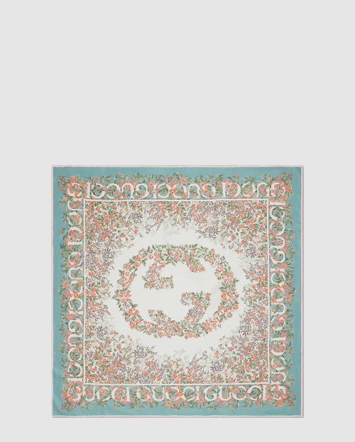 [GUCCI-구찌]인터로킹 G 플로라 프린트 실크 까레 783157