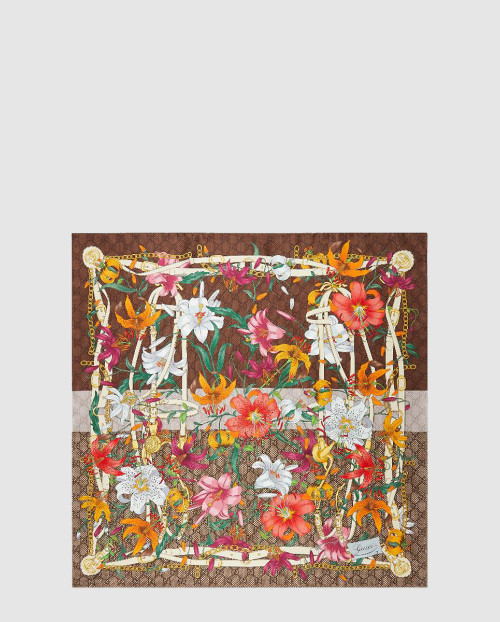 [GUCCI-구찌]여성 실크 트윌 플로라 프린트 까레 777068