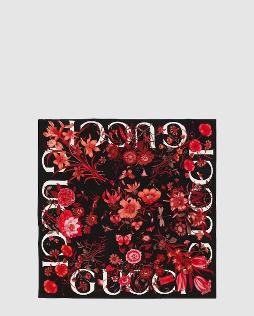[GUCCI-구찌]로고 플라워 프린팅 실크 스카프 786262