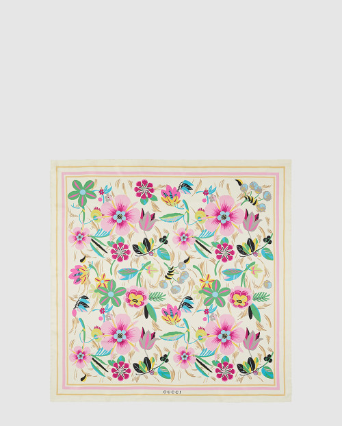 [GUCCI-구찌]꽃 프린트 실크 트윌 스카프 742147