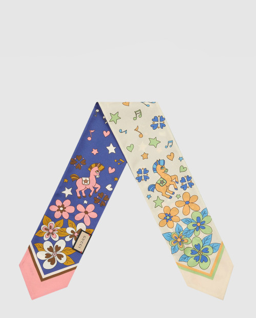 [GUCCI-구찌]꽃과 포니 프린트 실크 보타이 698734