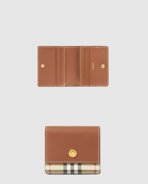 [BURBERRY-버버리]빈티지 체크 및 가죽 작은 접이식 지갑 80622861