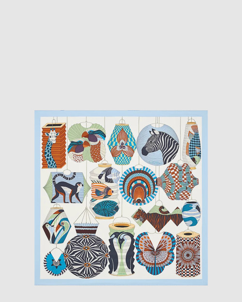 [HERMES-에르메스]Lanternes, Ballons et Cocardes 90 까레 실크 스카프