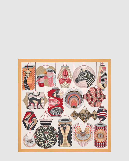 [HERMES-에르메스]Lanternes, Ballons et Cocardes 90 까레 실크 스카프