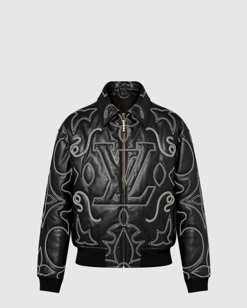 [LOUIS VUITTON-루이비통]자수 가죽 봄버 재킷 1AFXHJ