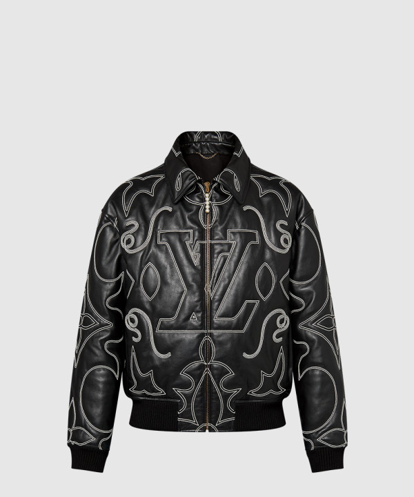 [LOUIS VUITTON-루이비통]자수 가죽 봄버 재킷 1AFXHJ