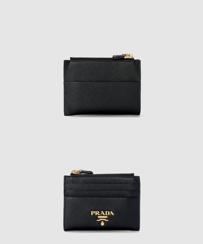 레플리카|이미테이션 prada-프라다사피아노-메탈-로고-카드-지갑-1mc026