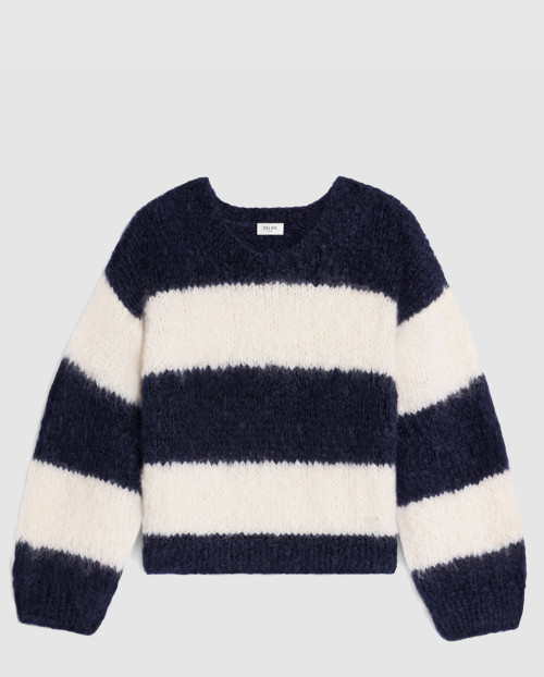 [CELINE-셀린느]청키 모헤어 울 스트라이프 크루넥 스웨터 2A16Z8