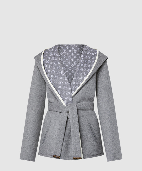 [LOUIS VUITTON-루이비통]리버서블 시그니처 쇼트 후드 랩 코트 1AGNYK