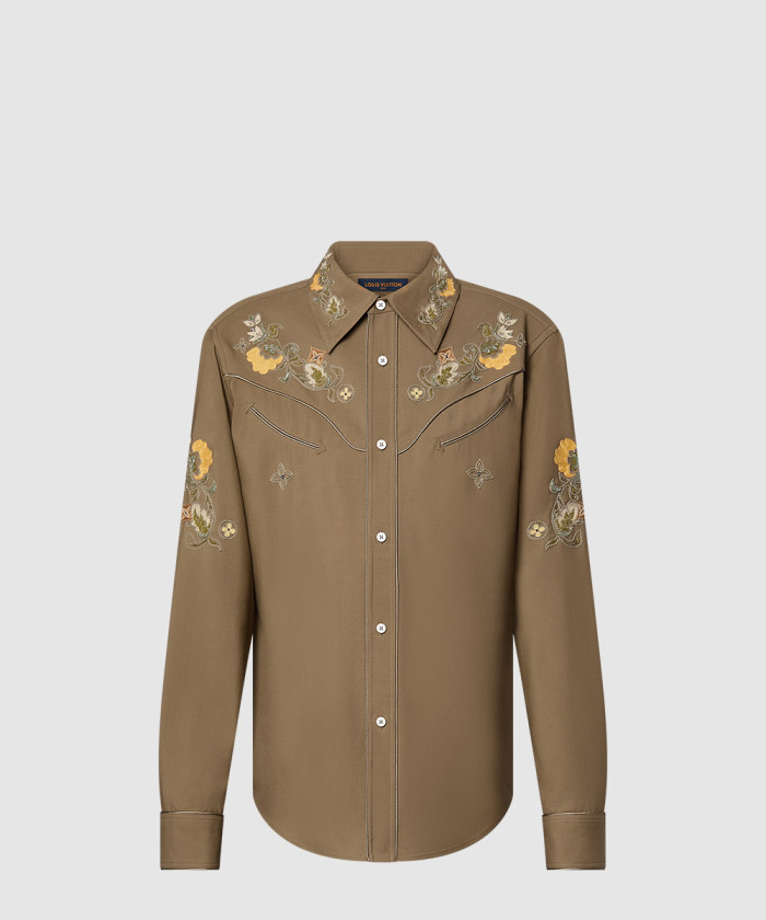 레플리카|이미테이션 louis-vuitton-루이비통엠브로이더드-롱-슬리브드-울-셔츠-1afxt4