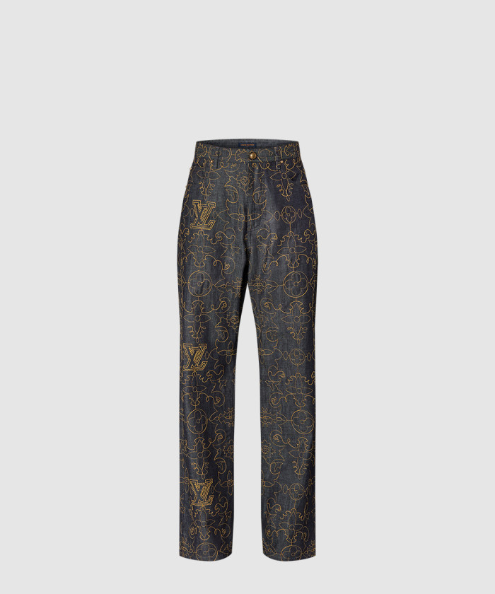 레플리카|이미테이션 louis-vuitton-루이비통엠브로이더드-데님-팬츠-1afx92