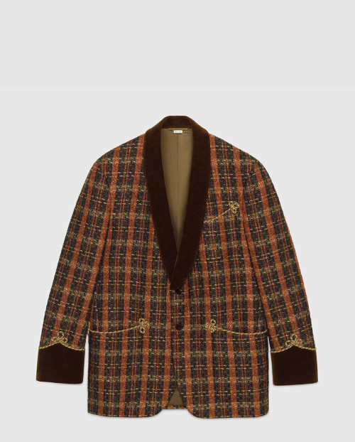 [GUCCI-구찌]라메 스레드 체크 레이온 재킷 644386