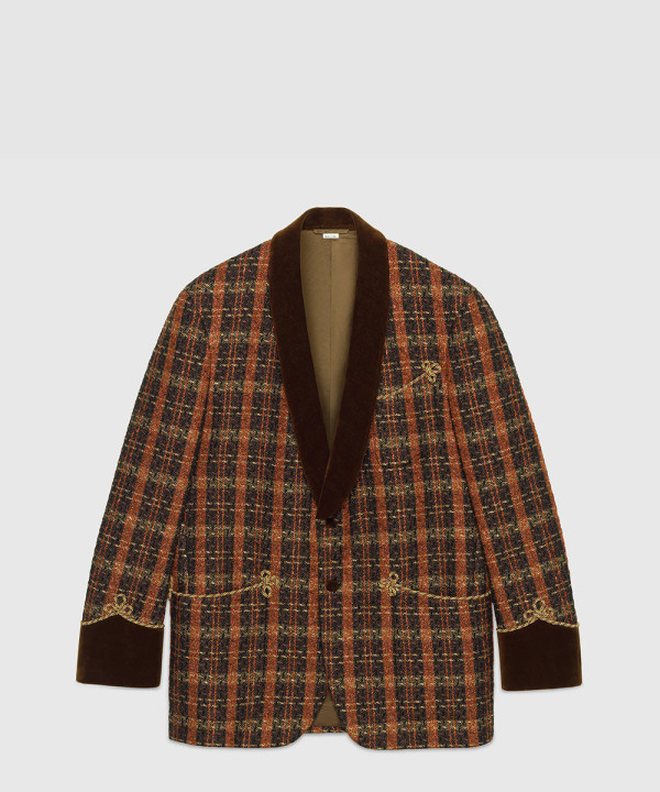 [GUCCI-구찌]라메 스레드 체크 레이온 재킷 644386