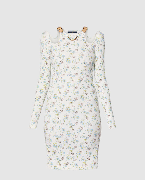 [LOUIS VUITTON-루이비통]플로럴 프린트 아일릿 스트랩 드레스 1AFGE4