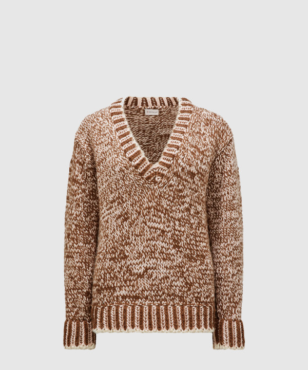 [MONCLER-몽클레어]울 블렌드 브이넥 스웨터