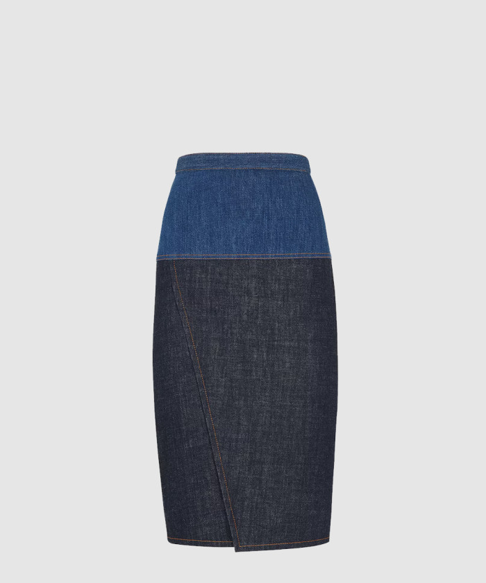 레플리카|이미테이션 fendi-펜디투톤-데님-스커트-flq588