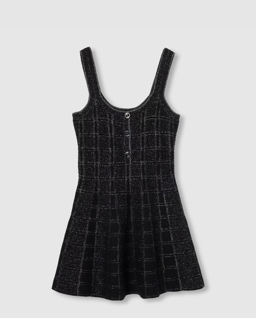 [GUCCI-구찌]울 및 라메 체크 자카드 드레스 ‎812132