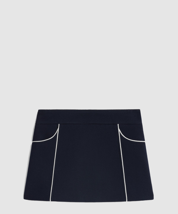 [CELINE-셀린느]플리츠 더블 레이어 울 미니 스윙 스커트 2J7656