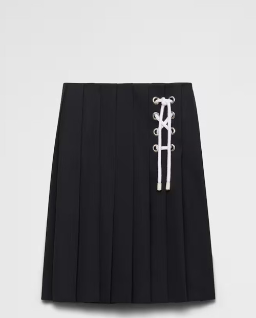 [PRADA-프라다]플리츠 개버딘 미디스커트 P105W