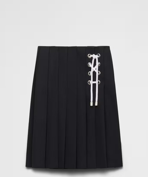 [PRADA-프라다]플리츠 개버딘 미디스커트 P105W