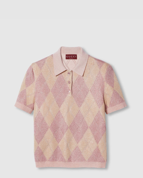 [GUCCI-구찌]비스코스 라메 및 울 폴로 탑 ‎815720