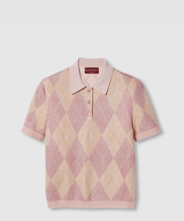 [GUCCI-구찌]비스코스 라메 및 울 폴로 탑 ‎815720