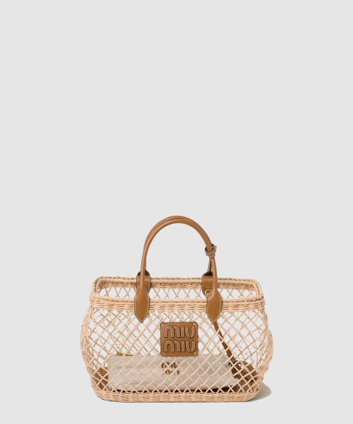레플리카|이미테이션 miumiu-미우미우가죽-트리밍이-있는-우븐-패브릭-핸드백-5ba285