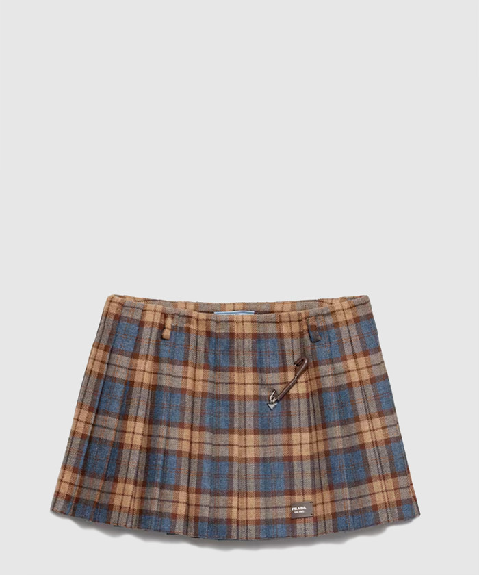 레플리카|이미테이션 prada-프라다체크-울-트윌-미니-스커트-p106ye