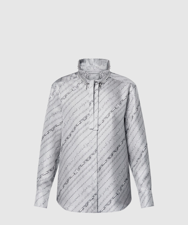 [LOUIS VUITTON-루이비통]플리츠 칼라 체인 프린트 셔츠 1AGOAX