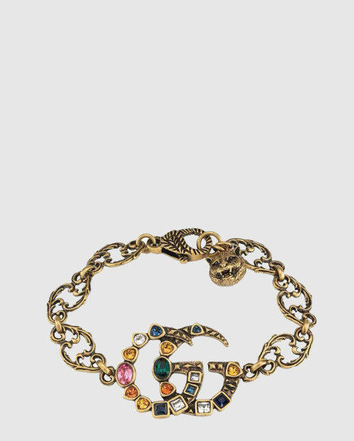 [GUCCI-구찌]로고 더블 G 세팅 크리스털 팔찌 530532