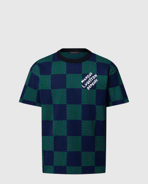 [LOUIS VUITTON-루이비통]자카드 다미에 쇼트 슬리브드 코튼 크루넥 1AHBCU