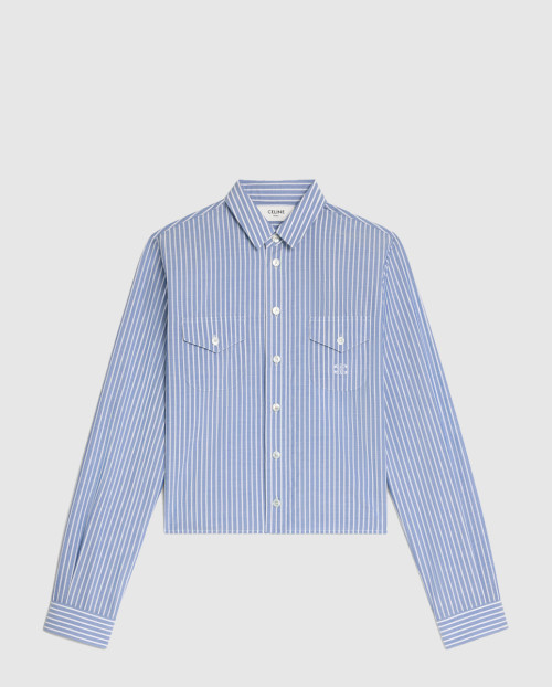 [CELINE-셀린느]스트라이프 코튼 크롭 셔츠 RC00R7