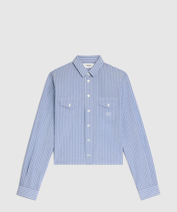 [CELINE-셀린느]스트라이프 코튼 크롭 셔츠 RC00R7