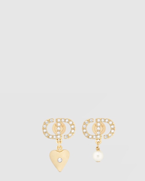 [DIOR-디올]하트 진주 언발 펜던트 메탈 귀걸이 E3772