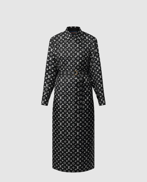 [LOUIS VUITTON-루이비통]모노그램 실크 셔츠 드레스 1AHENM