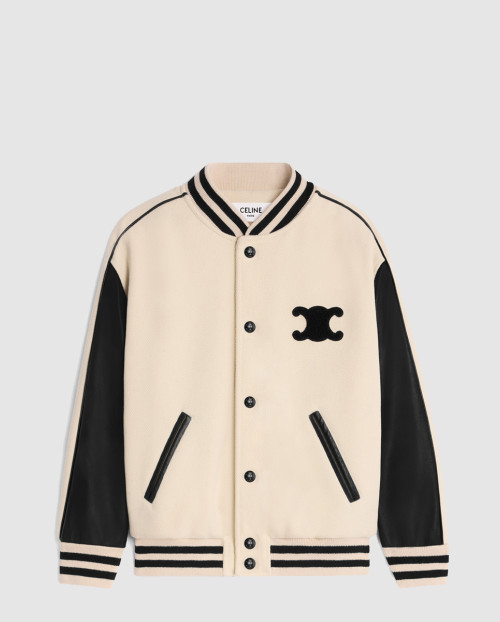 [CELINE-셀린느]트리오페 텍스처드 울 베이스볼 재킷 2W71C8