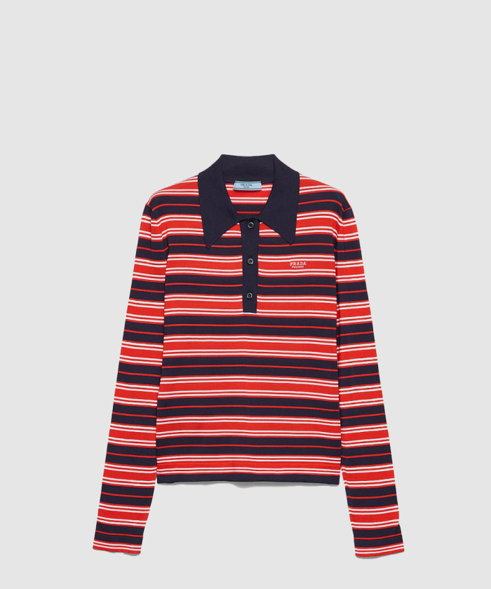 레플리카|이미테이션 prada-프라다스트라이프-실크-폴로-셔츠-p24p2d