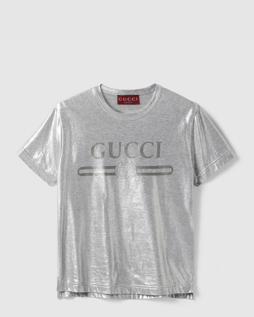 [GUCCI-구찌]프린트 라미네이트 코튼 티셔츠 805285