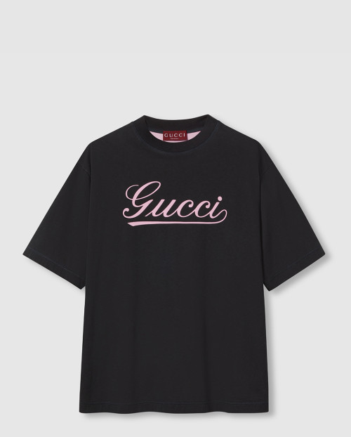 [GUCCI-구찌]시그니처 Gucci 로고 프린트 코튼 티셔츠 798769