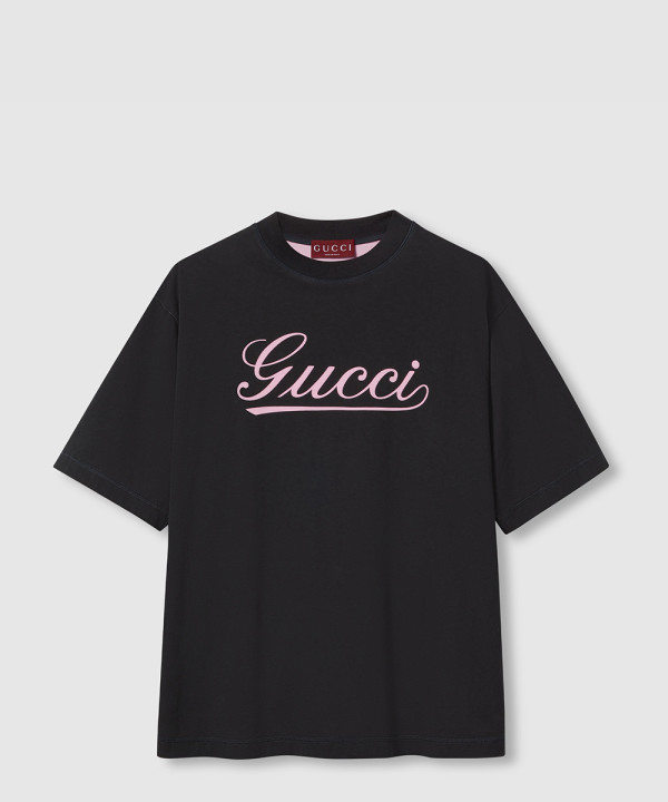 [GUCCI-구찌]시그니처 Gucci 로고 프린트 코튼 티셔츠 798769