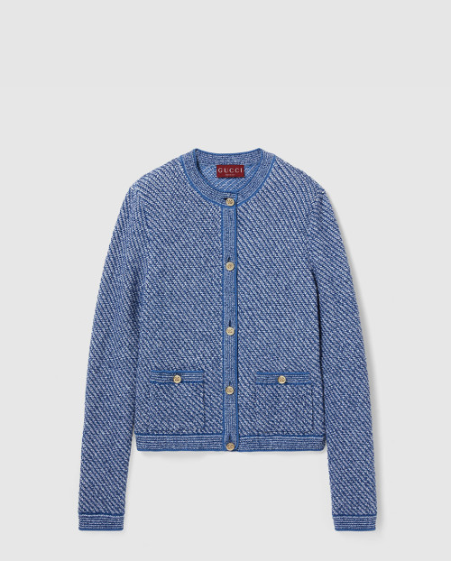 [GUCCI-구찌]파인 코튼 크루넥 가디건 ‎818643