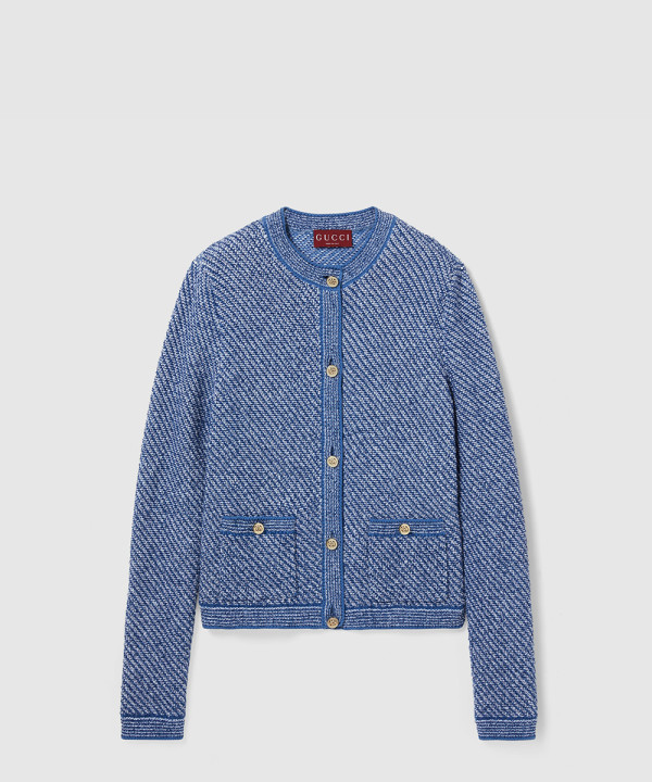 [GUCCI-구찌]파인 코튼 크루넥 가디건 ‎818643